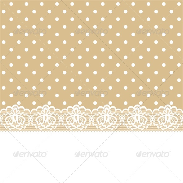 Greeting or Invitation Card with Lace and Ribbon - Backgrounds Decorative