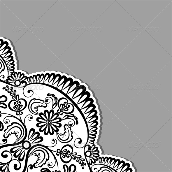 Greeting, Invitation Card with Lace and Floral - Backgrounds Decorative