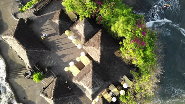 Drone Footage of the Tanah Lot Temple in Bali, Indonesia