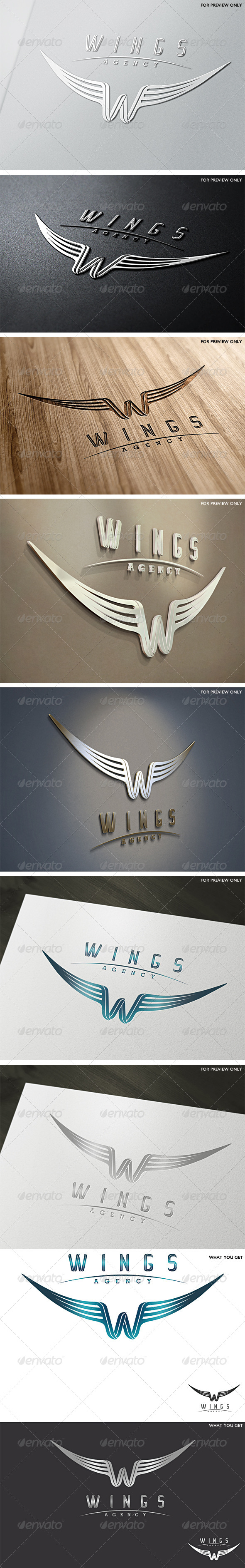 Wings Agency Letter W Logo Template - Letters Logo Templates
