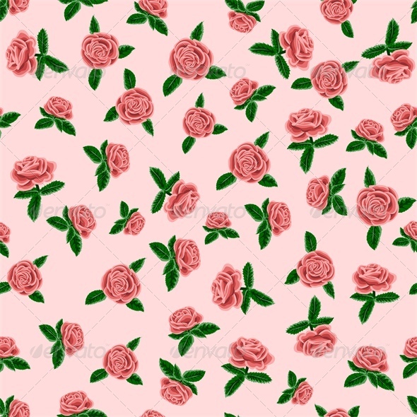 Seamless Background with Red Roses - Flowers & Plants Nature