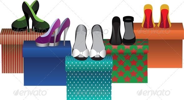 Box with Woman Shoes in Store - Retail Commercial / Shopping