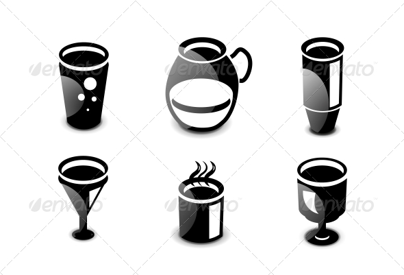 Glossy Drinks and Beverages Icon Set - Computers Technology