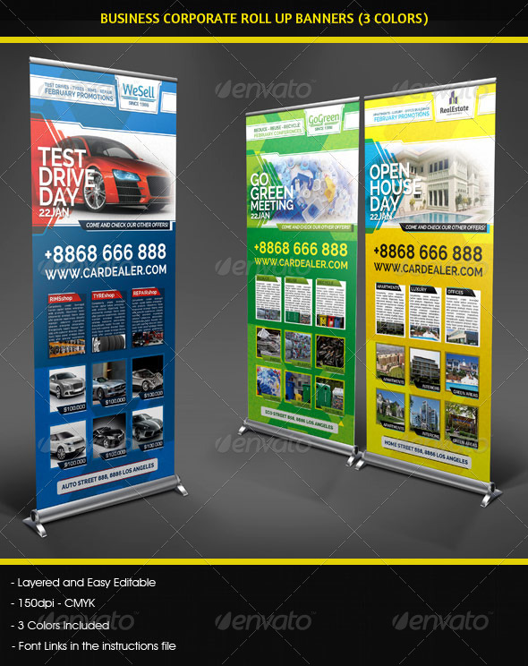 Business Corporate Roll Up Banners Signage - Signage Print Templates