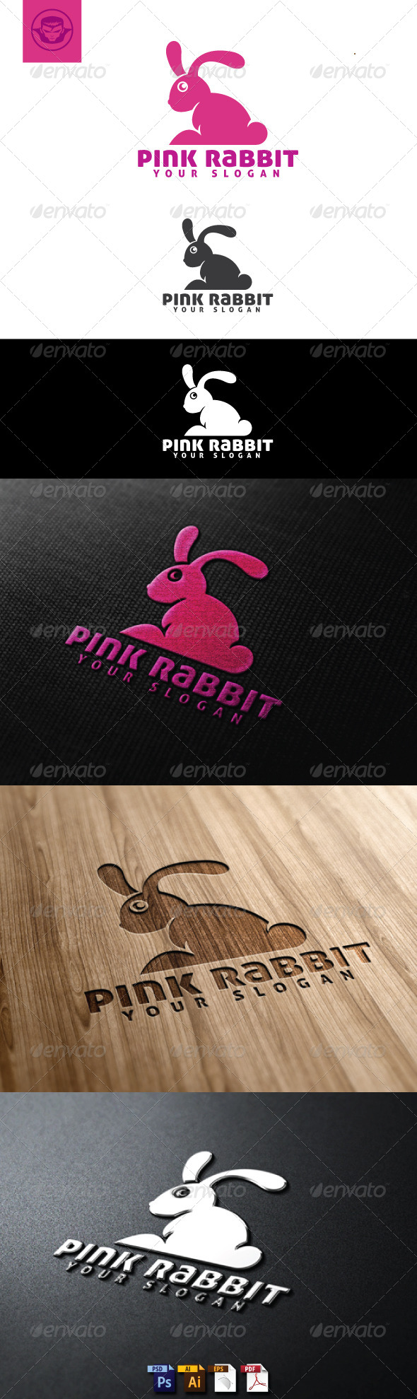 Pink Rabbit Logo Template - Animals Logo Templates