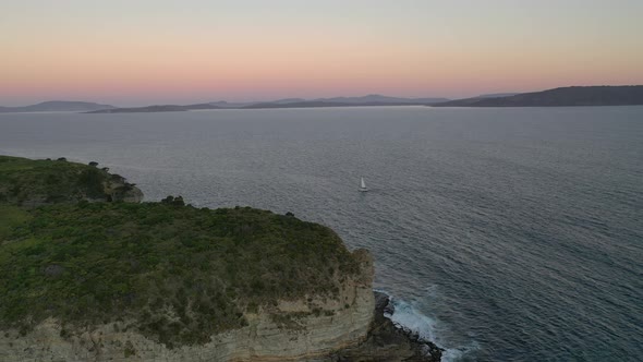 Andrew's Cliff, Cape Deslacs, Clifton Beach, Tasmania, Australia Aerial Drone 4K alt