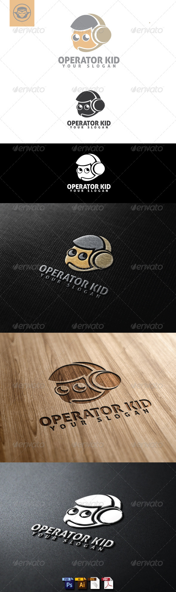 Operator Kid Logo Template - Humans Logo Templates