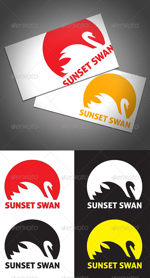 Sunset Swan - Animals Logo Templates
