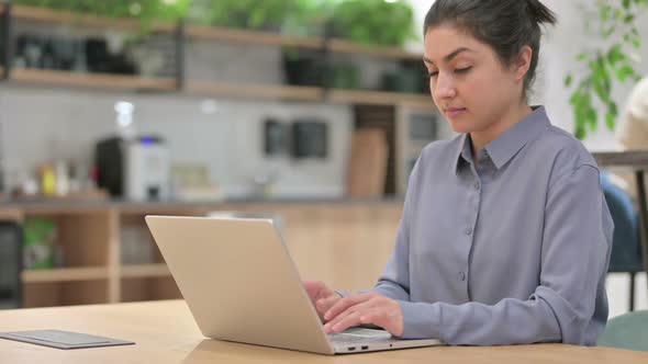 No Gesture By Young Indian Woman with Laptop alt