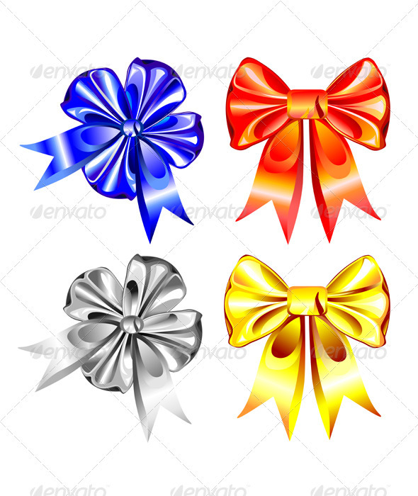 Vector set of shiny ribbon bows