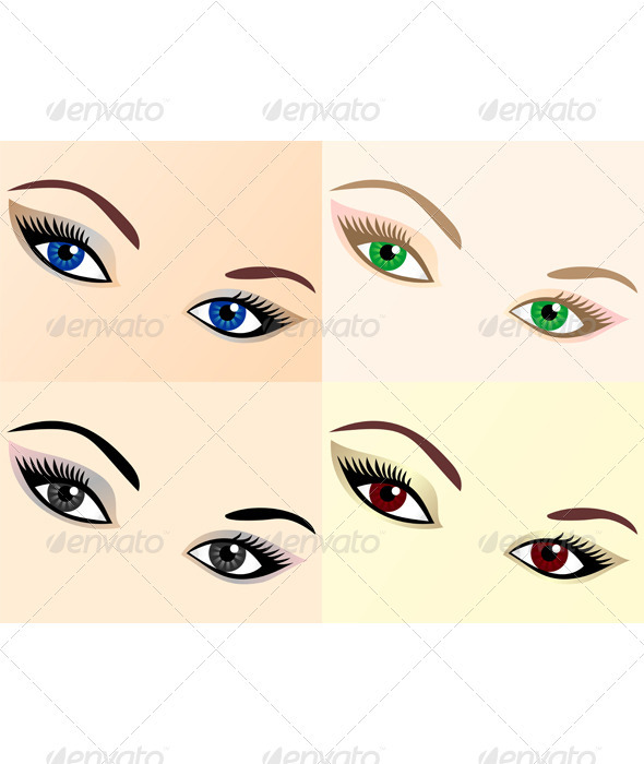 Vector set of eye images of different colors