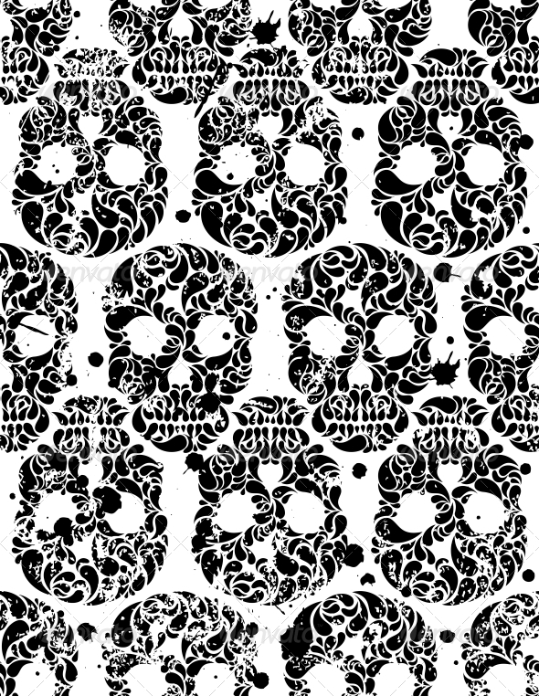 Seamless Pattern with Skulls - Halloween Seasons/Holidays