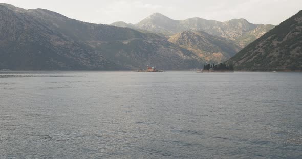 A Footage of St. George and Monastery on the Islands Near Perast Town in Kotor Bay