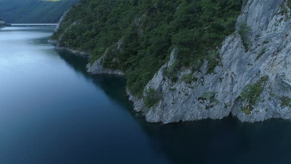 Aerial View Piva Lake in Montenegro