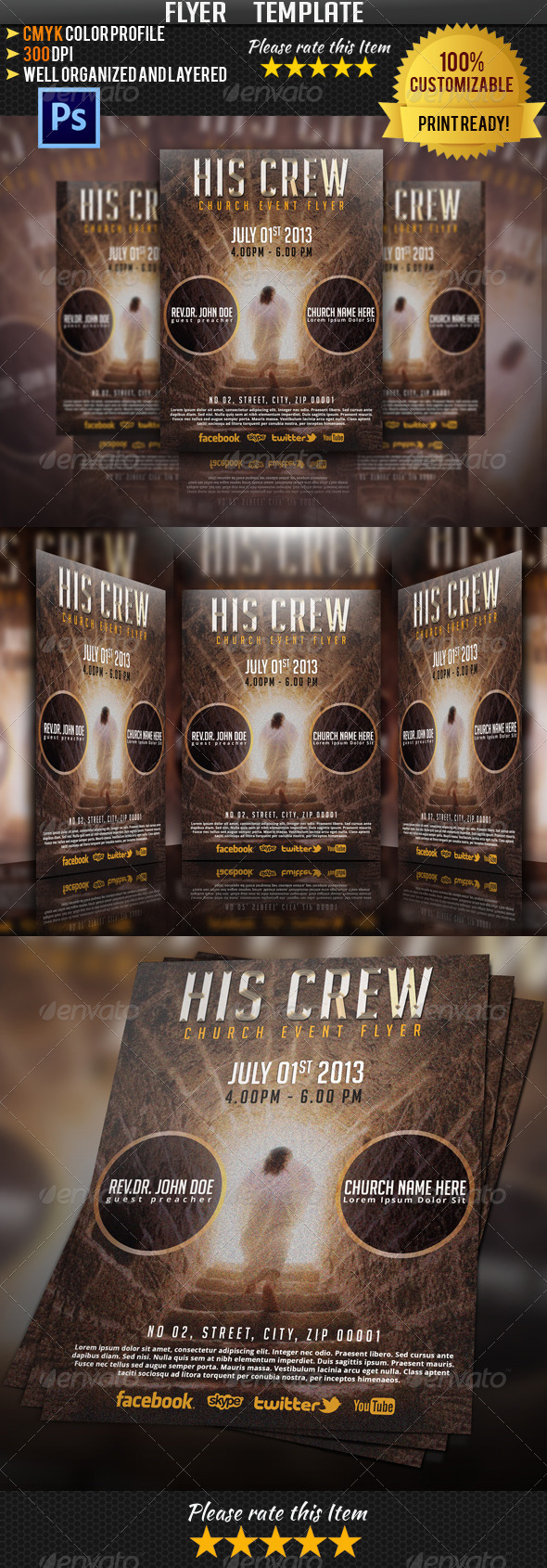 His Crew Church Flyer - Church Flyers