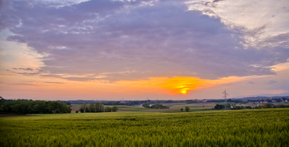 Summer Sunset Over Fields