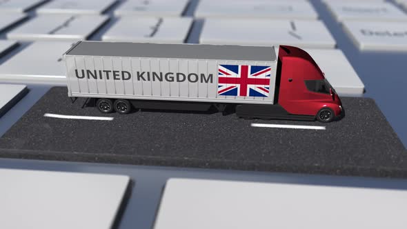 Flag of the United Kingdom on Moving Truck and Keyboard alt