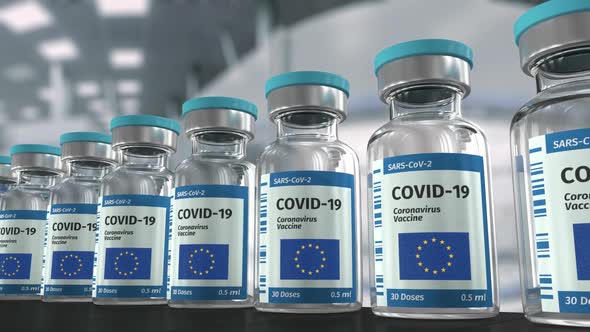 COVID19 Coronavirus Vaccine From European Union Production Line Looped Video