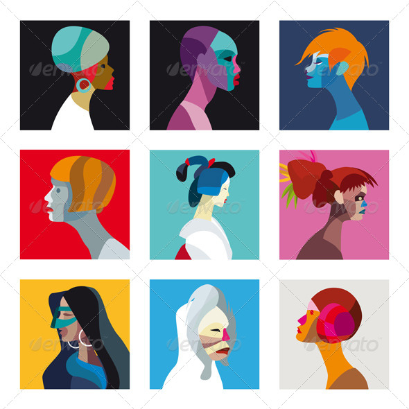 Ethnic Women Profile Avatar Set - Media Technology
