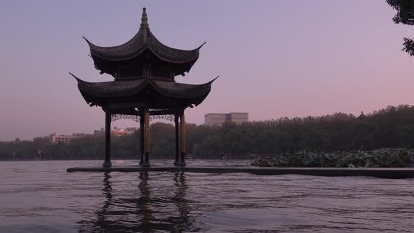 Ancient Pavilion Jixian at West Lake, Hangzhou, China