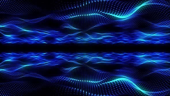 Animation Abstract Digital Blue Particles Wave