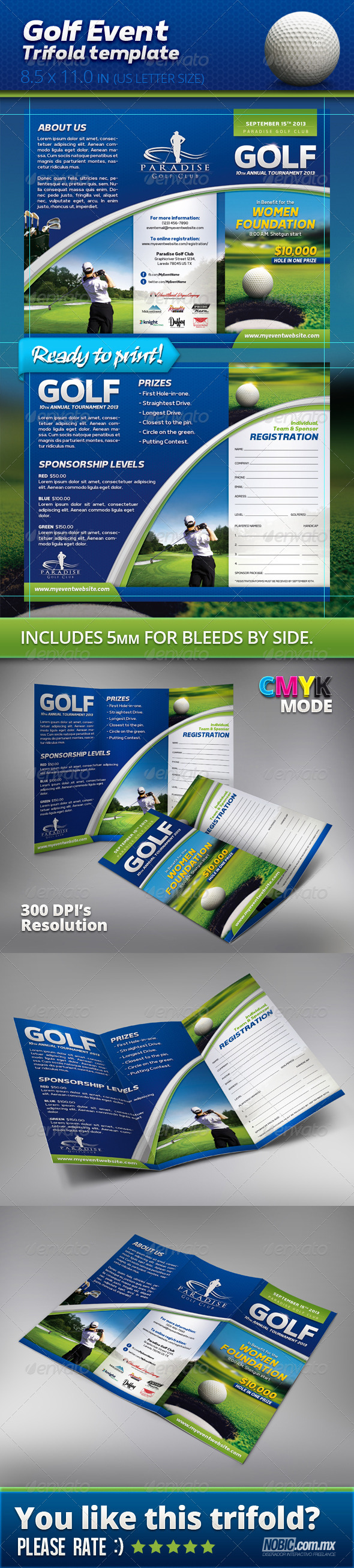 Golf Event Trifold Template - Informational Brochures