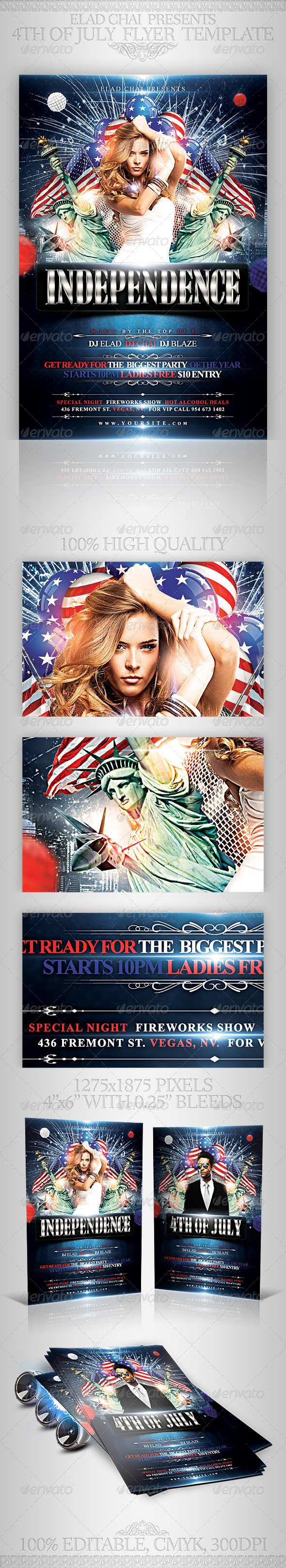 4th of July Independence Day Flyer Template - Holidays Events