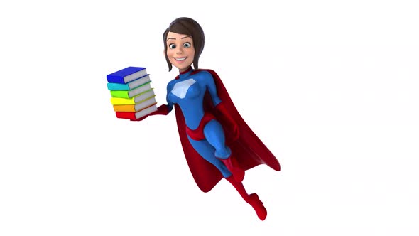 Fun 3D cartoon animation of a Super woman alt