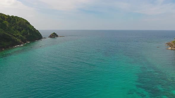 Aerial Video of Beach, Corals and Sea on Island