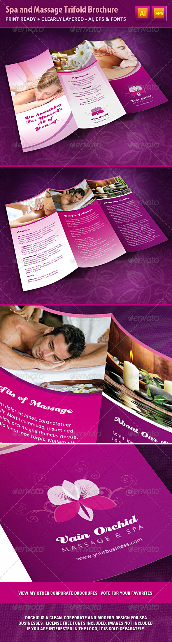 Spa and Massage Business Trifold Brochure - Corporate Brochures