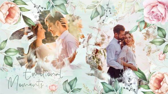 Watercolor Wedding Slideshow Video Displays template preview