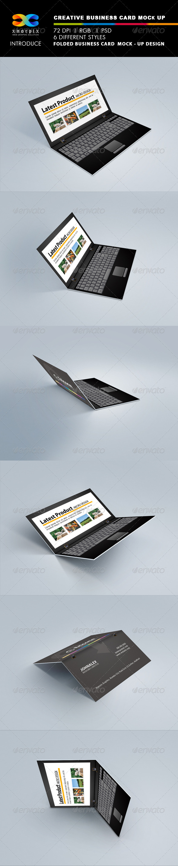 Realistic Folded Business Card Mock-up - Business Cards Print