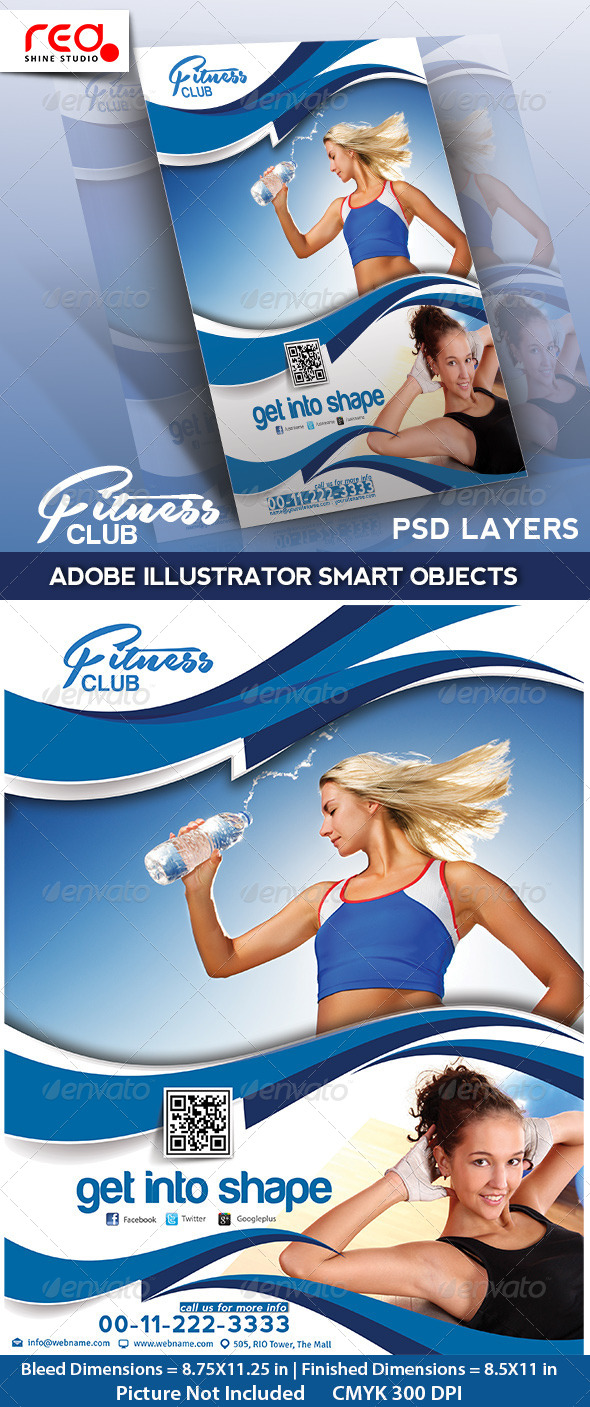Fitness Club Flyer, Poster & Magzine Template - Sports Events