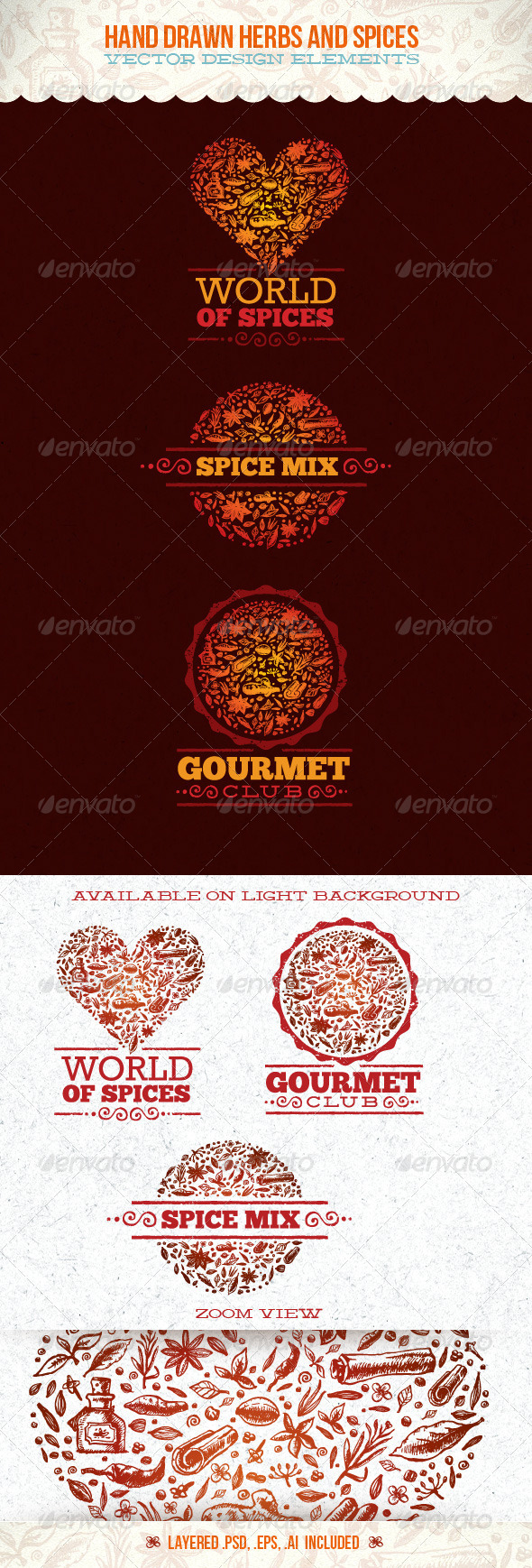 Spices and Herbs Vector Design Elements - Food Objects