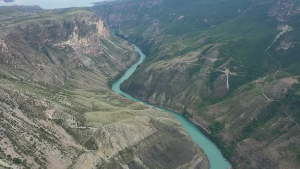 Sulak river in Sulak canyon at the mountains Dagestan.