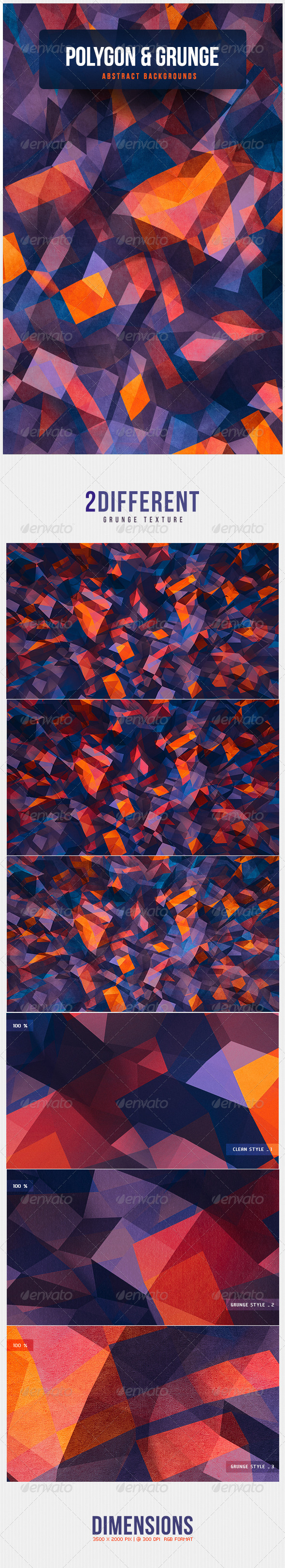 Polygon & Grunge Abstract Backgrounds - 3D Backgrounds
