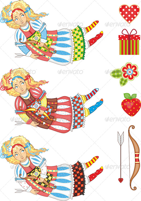 Angel Girl Fly Cupid Set - People Characters