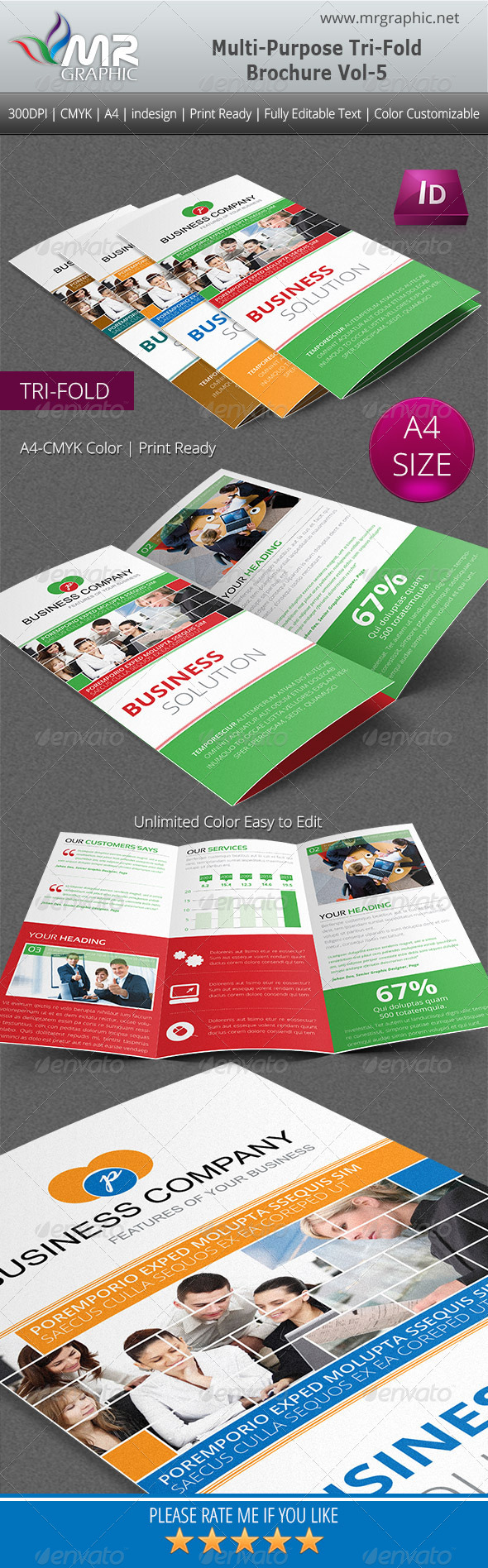 Multipurpose Business Tri-Fold Brochure Vol-5 - Corporate Brochures