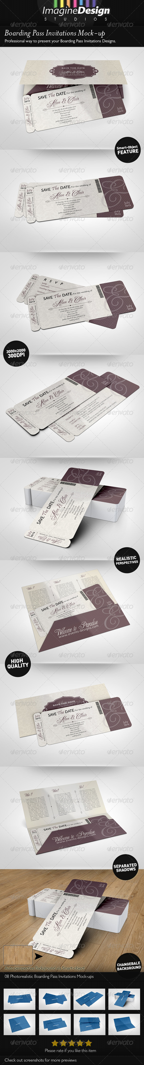 Boarding Pass Invitations Mock-up - Miscellaneous Print