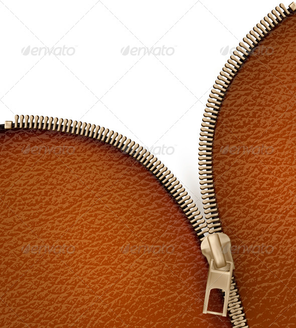 Brown Leather Texture Background with Zipper - Borders Decorative