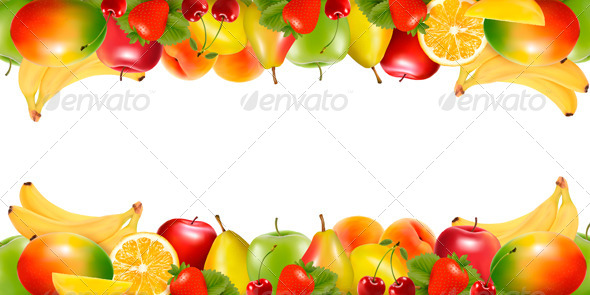 Two Borders Made of Fruit. Vector. - Food Objects