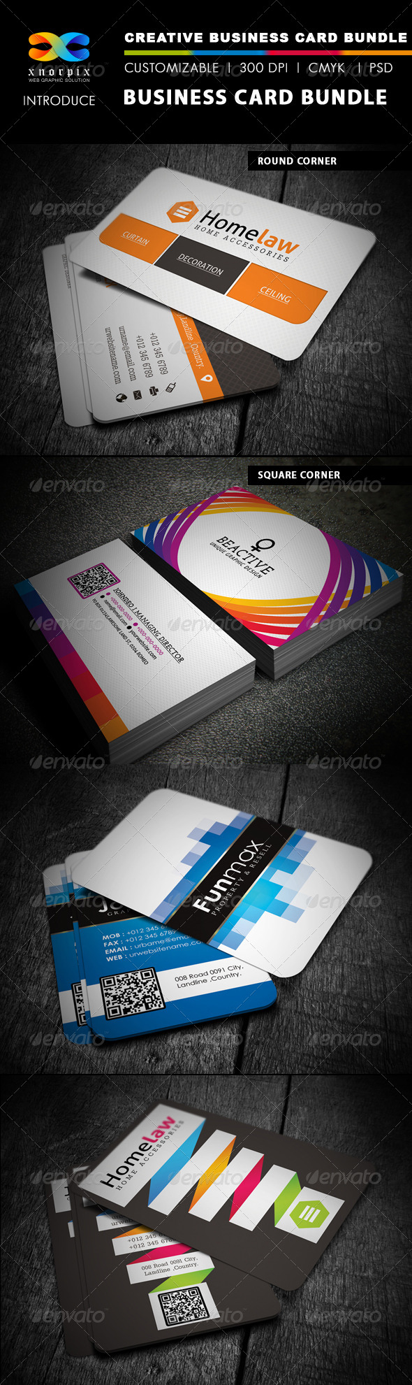 Business Card Bundle 4 in 1-Vol 2 - Corporate Business Cards