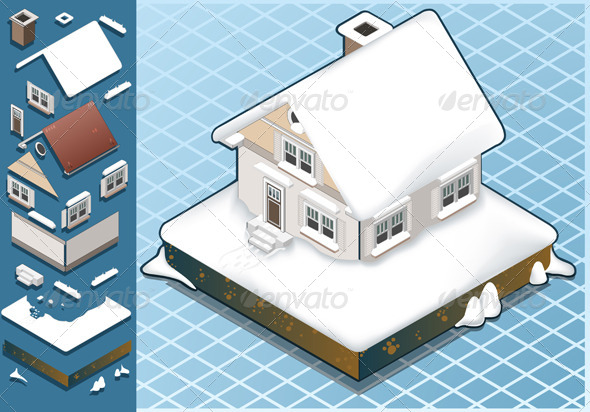 Isometric Snow Capped House - Buildings Objects