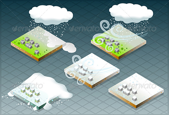 Isometric Natural Disaster Snow Capped - Conceptual Vectors