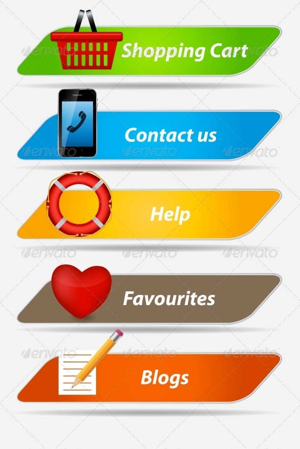 Set of Buttons with Icons Vector Illustration - Web Elements Vectors