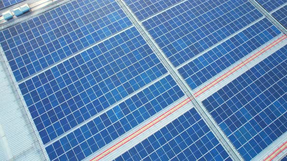 4K : Aerial View above Solar Photovoltaic Modules alt