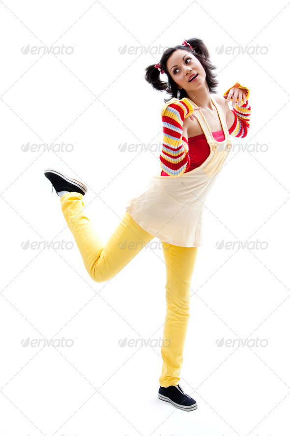 Fun girl standing - Stock Photo - Images