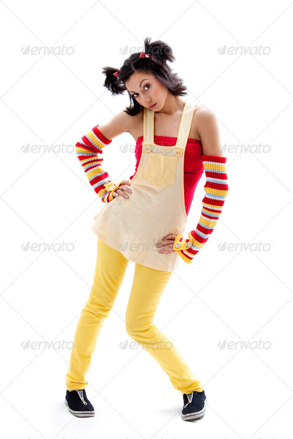 Fun girl standing - Stock Photo - Images