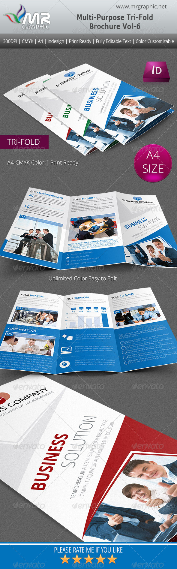Multipurpose Business Tri-Fold Brochure Vol-6 - Corporate Brochures