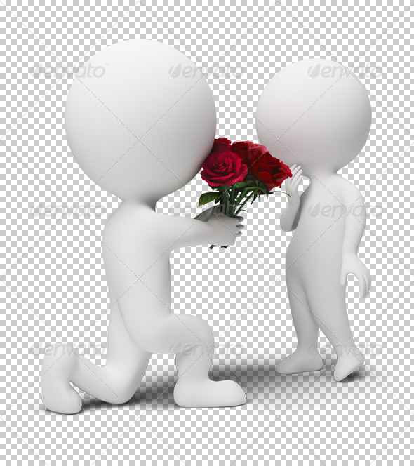 3d small people - bouquet for the darling - Characters 3D Renders